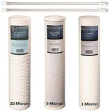 String-wound Sediment, CTO Carbon & Sediment + UV Bulb Replacement Filter Set for our Well Water System > 3pcs 4.5" x 20" Whole House Cartridges + Lampsdupont ispring apec filtro de agua culligan systems aquasana water purifier whole house water filter whole house water filter system aquasana filter replacement cartridge well water Plomero plumber contractor purificador de agua toda la casa agua de pozo Water filtrations system with UV sterilizer Plumber Plomero