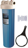 20" Big Blue Whole House Water Filter Housing System for standard size 4.5" x 20" Cartridge - Complete with Wrench, Baracket and Screws dupont ispring apec filtro de agua culligan systems aquasana water purifier whole house water filter whole house water filter system aquasana filter replacement cartridge well water Plomero plumber contractor purificador de agua toda la casa agua de poso Water filtrations system with UV sterilizer Plumber Plomero