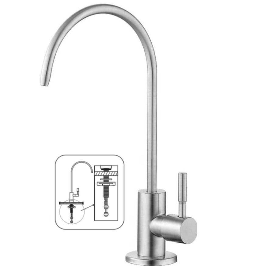 Reverse Osmosis Replacement Faucet Brushed Finish Long Shaft Fauce Bluonics