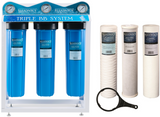 Whole House Well Water Filter 3 Stage Home Water Purifier with Big Blue Size 4.5" x 20" Filters for Rust, Iron, Sand, Dirt, Sediment Bad Taste/Odor