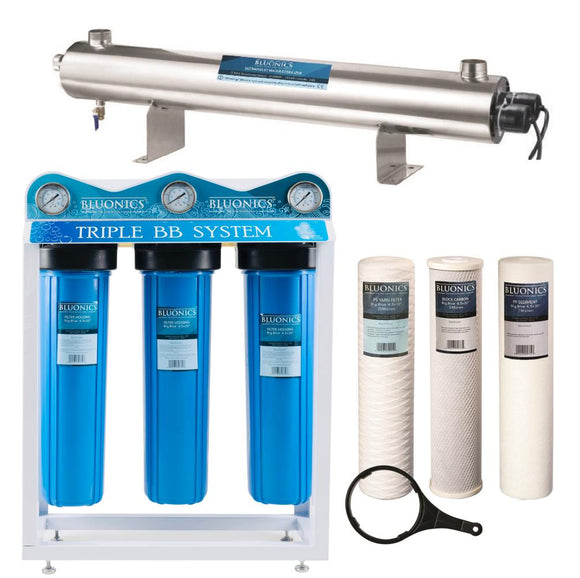 Triple Whole House Rain/Tank Water Filter System  Ultraviolet Sanitat – Water  Filter Direct Australia