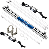 Whole House UV Water Filter System 12 GPM – 55W Stainless Steel UV Light – LED Indicator & Alarm – Well & City Water – Includes 2 Extra Bulbs, Ballast & Quartz Sleeve – Bluonics