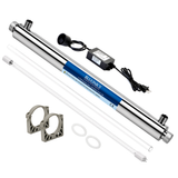 Whole House UV Water Filter System 12 GPM – 55W Stainless Steel UV Light – LED Indicator & Alarm – Well & City Water UV Purifier – 3/4" NPT – Bluonics