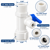 Bluonics RO Feed Water Diverter Valve – 1/2” Male & Female Connections, 1/4” Quick Connect for Reverse Osmosis Systems