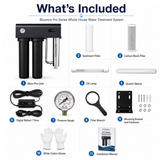 BLUONICS PRO Series Whole House Well Water Filtration System – Compact All-in-One Design with Dual 20” Filters, 48W UV Light, Pressure Gauge & Countdown Ballast