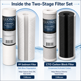 Bluonics 12-Pack Replacement Water Filters for Dual Clear System, 6 Sediment and 6 CTO Carbon Block Cartridges, 5 Micron, Standard 2.5 x 10 Inch
