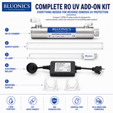6W UV Water Purifier for Reverse Osmosis Systems – 1 GPM Ultraviolet Water Treatment Unit – Stainless Steel UV Light System for RO Drinking Water Filtration – Bluonics