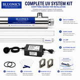 Whole House UV Water Filter System 12 GPM – 55W Stainless Steel UV Light with Flow Switch Ballast – LED Indicator & Alarm – Well & City Water UV Purifier – Bluonics