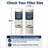 Bluonics 12-Pack Replacement Water Filters for Dual Clear System, 6 Sediment and 6 CTO Carbon Block Cartridges, 5 Micron, Standard 2.5 x 10 Inch