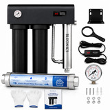 BUNDLE Pro Series Whole House Water Filtration & Descaler System – 3-Stage Filter with UV Sterilizer + Salt-Free Hard Water Conditioner for Scale Prevention (Well & City Water)