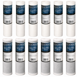 Bluonics 12-Pack Replacement Water Filters for Dual Clear System, 6 Sediment and 6 CTO Carbon Block Cartridges, 5 Micron, Standard 2.5 x 10 Inch