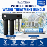 BUNDLE Pro Series Whole House Water Filtration & Descaler System – 3-Stage Filter with UV Sterilizer + Salt-Free Hard Water Conditioner for Scale Prevention (Well & City Water)