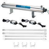 BLUONICS Complete 110W UV+Sediment & Carbon Well Water Filter Purifier System 24GPM w/Triple Big Blue ,40 Mic Pre filter and One Extra Filters Sets