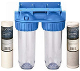 BLUONICS Dual Whole House Water Filter Purifier > Carbon Block and Sediment Filters Includeddupont ispring apec filtro de agua culligan systems aquasana water purifier whole house water filter whole house water filter system aquasana filter replacement cartridge well water Plomero plumber contractor purificador de agua toda la casa agua de pozo Water filtrations system with UV sterilizer Plumber Plomero  Ultraviolet Sterilizer Ballast, Bluonics UV light REverse osmosis