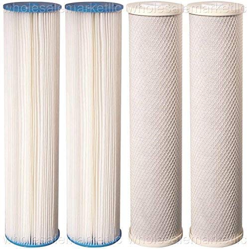 Big Blue Pleated Sediment and Carbon Block Replacement Water Filters 4pcs (5 Micron) 4.5