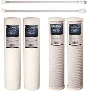 UV Ultraviolet Light + Sediment & CTO Carbon Filter Set for our Well Water System > 4pcs 4.5" x 20" Whole House Cartridges