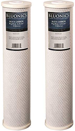 BLUONICS Big Blue Carbon Block Replacement Water Filters 2 pcs (5 Micron) 4.5