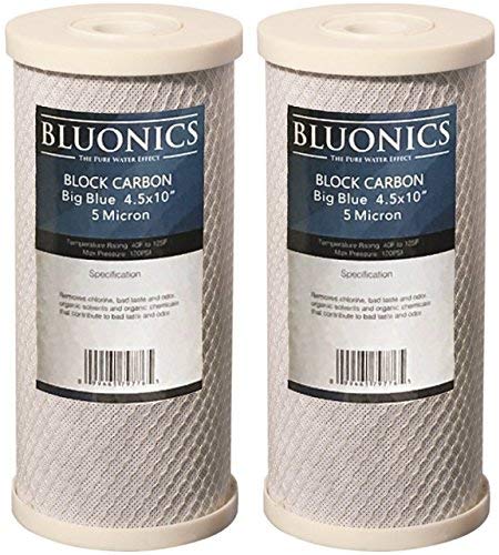 BLUONICS Big Blue Carbon Block Replacement Water Filters 2 pcs (5 Micron) 4.5