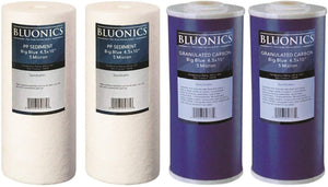 Big Blue Sediment & Carbon Replacement Water Filters 4pcs (4.5" x 10" Whole House CartridgesBig Blue Pleated Sediment Water Filters 4 pcs Washable 4.5 x 20 Cardridges (5 Micron)dupont ispring apec filtro de agua culligan systems aquasana water purifier whole house water filter whole house water filter system aquasana filter replacement cartridge well water Plomero plumber contractor purificador de agua toda la casa agua de pozo