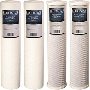 Big Blue Sediment and Carbon Block Replacement Water Filters 4pcs (5 Micron) 4.5" x 20" CartridgesBig Blue Pleated Sediment Water Filters 4 pcs Washable 4.5 x 20 Cardridges (5 Micron)dupont ispring apec filtro de agua culligan systems aquasana water purifier whole house water filter whole house water filter system aquasana filter replacement cartridge well water Plomero plumber contractor purificador de agua toda la casa agua de pozo