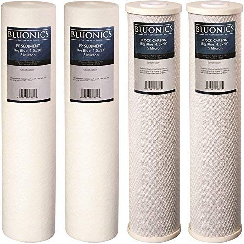Big Blue Sediment and Carbon Block Replacement Water Filters 4pcs (5 Micron) 4.5