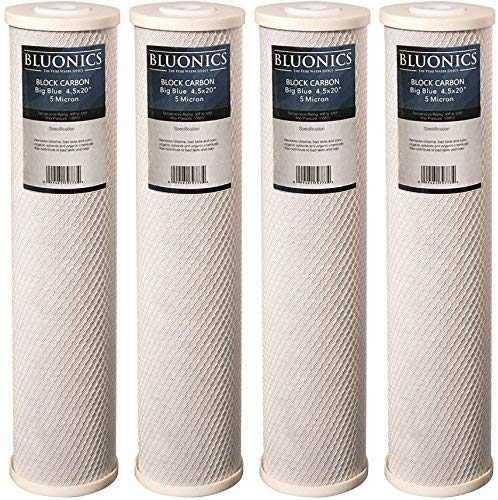 BLUONICS Big Blue Carbon Block Replacement Water Filters 4 pcs (5 Micron) 4.5