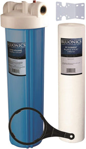 BLUONICS 20" Big Blue Whole House Water Filter with 5 Micron Sediment Cartridge for Rust, Iron, Sand, Dirt, Sediment and Undissolved Particlesdupont ispring apec filtro de agua culligan systems aquasana water purifier whole house water filter whole house water filter system aquasana filter replacement cartridge well water Plomero plumber contractor purificador de agua toda la casa agua de pozo Water filtrations system with UV sterilizer Plumber Plomero  Ultraviolet Sterilizer Ballast, Bluonics UV light