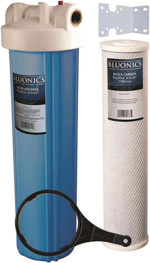 20 inch Big Blue Whole House Water Filter Purifier w/ CTO Carbon Block Cartridgedupont ispring apec filtro de agua culligan systems aquasana water purifier whole house water filter whole house water filter system aquasana filter replacement cartridge well water Plomero plumber contractor purificador de agua toda la casa agua de pozo Water filtrations system with UV sterilizer Plumber Plomero  Ultraviolet Sterilizer Ballast, Bluonics UV light