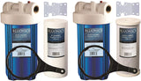 Two 10" BLUONICS Big Blue Whole House Water Filters with Sediment & Carbon 4.5 x 10" Filter Cartridges Included for Rust, Iron, Sand, Dirt, Sediment, Chlorine, Pesticides, Insecticides and Odors