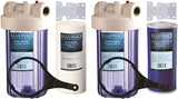 Two 10" Big Blue Whole House Water Filters w/Sediment & GAC Carbon with CLEAR BLUE TRANSPARENT HOUSINGS5 Stage Reverse Osmosis with Booster Pump - RO Water Filter System (50 GPD)dupont ispring apec filtro de agua culligan systems aquasana water purifier whole house water filter whole house water filter system aquasana filter replacement cartridge well water Plomero plumber contractor purificador de agua toda la casa agua de pozo Water filtrations system with UV sterilizer Plumber Plomero Reverse osmosis