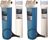Two 20" BLUONICS Big Blue Whole House Water Filters with Sediment & Carbon 4.5 x 20" Filter Cartridges Included