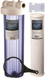 BLUONICS 20" Big Blue Whole House Water Filter 5 Micron Carbon Block for Chlorine, Pesticides, Herbicides, Insecticides, Bad Taste and Odor with CLEAR BLUE TRANSPARENT HOUSING