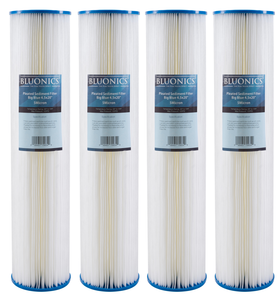 Big Blue Pleated Sediment Water Filters 4 pcs Washable 4.5 x 20 Cartridges (5 Micron)