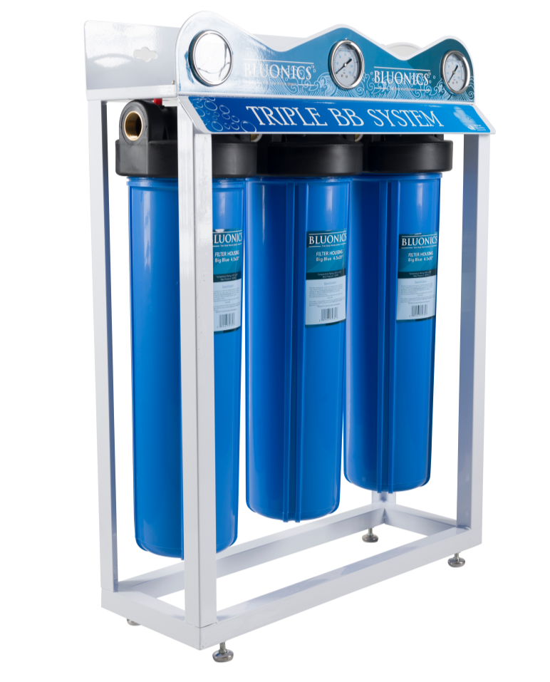 Bluonics 3-Stage Whole House Well Water Filter Set – UV Bulb, Sediment & Carbon, 5pc